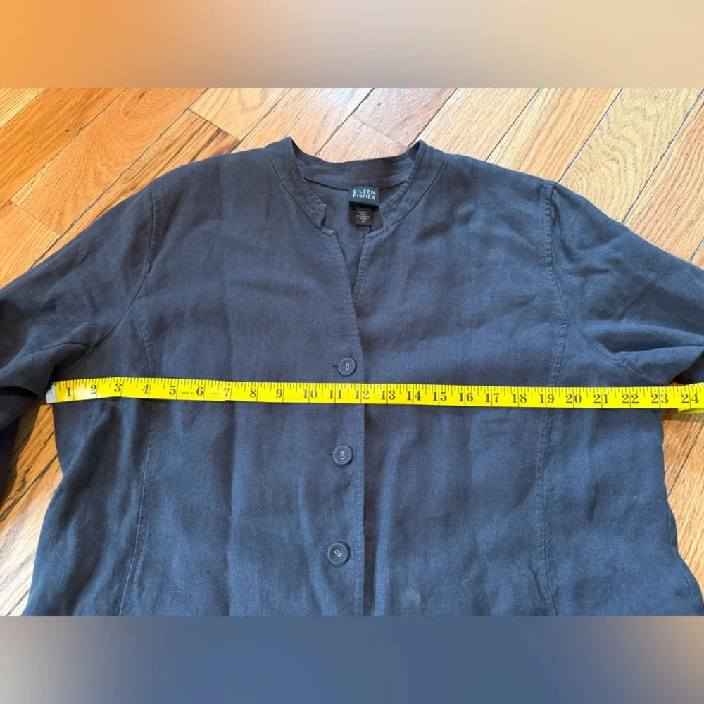 Eileen Fisher 100% Linen Heavy Long Lagenlook  Jacket Women’s Size XL Dark Gray - Picture 8 of 10